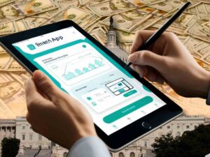 Client consultant son application bancaire sur son tablet