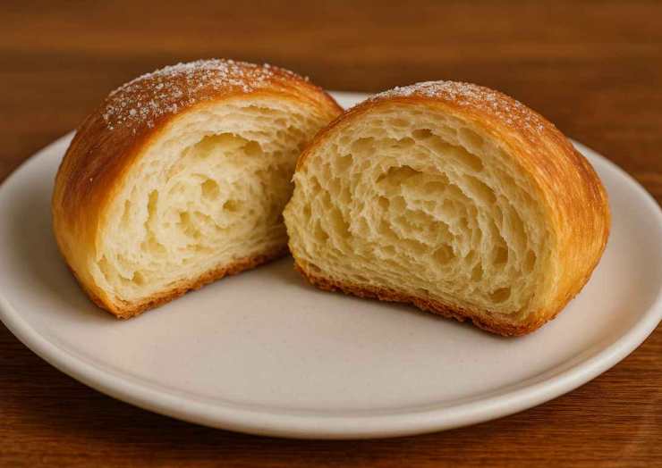 croissant ouvert dans l'assiette