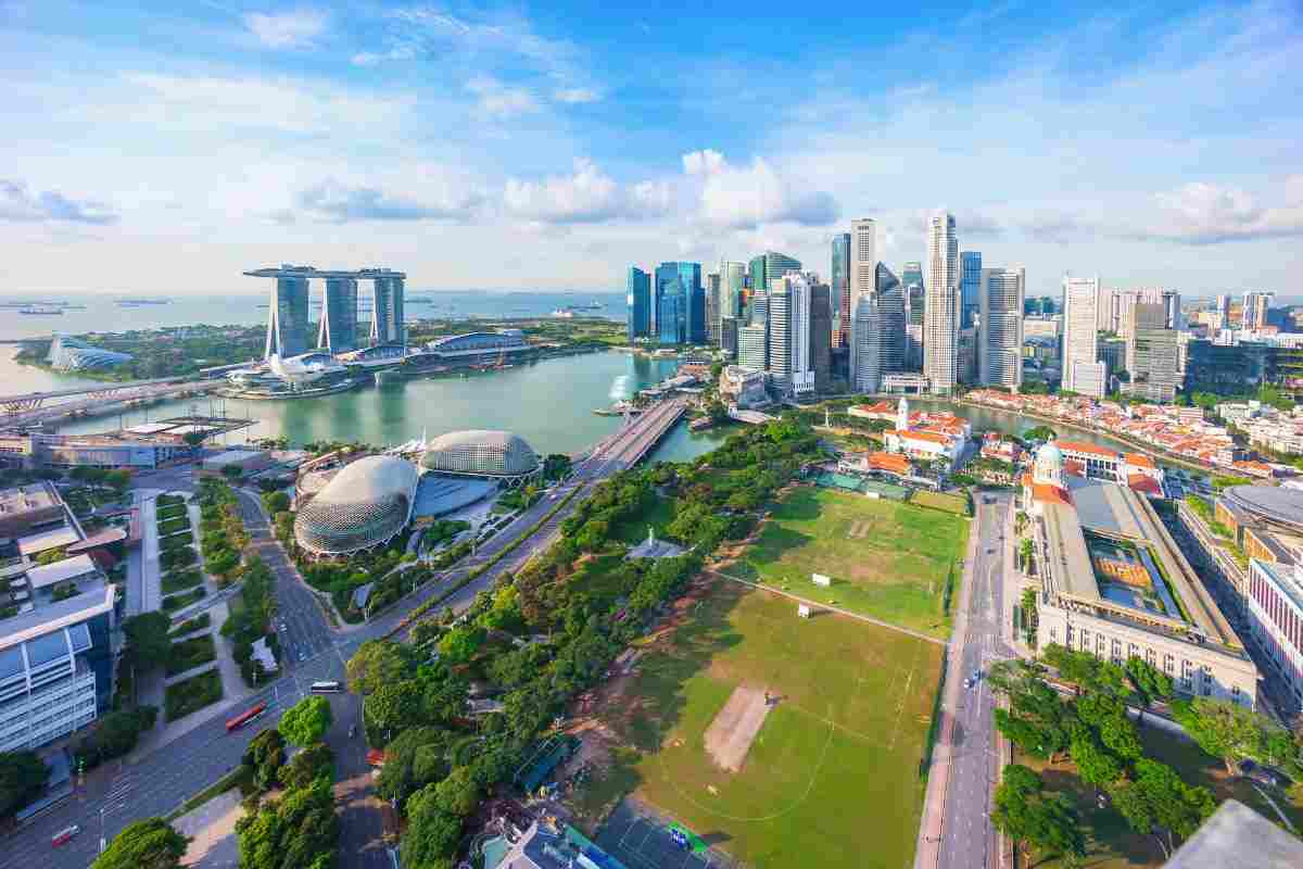 Vue aérienne de Marina Bay à Singapour
