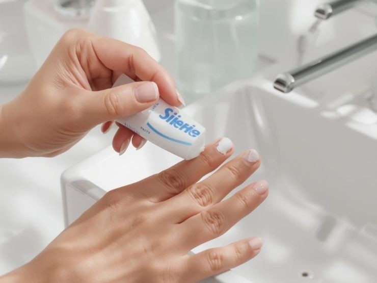 mettre le dentifrice sur leurs ongles